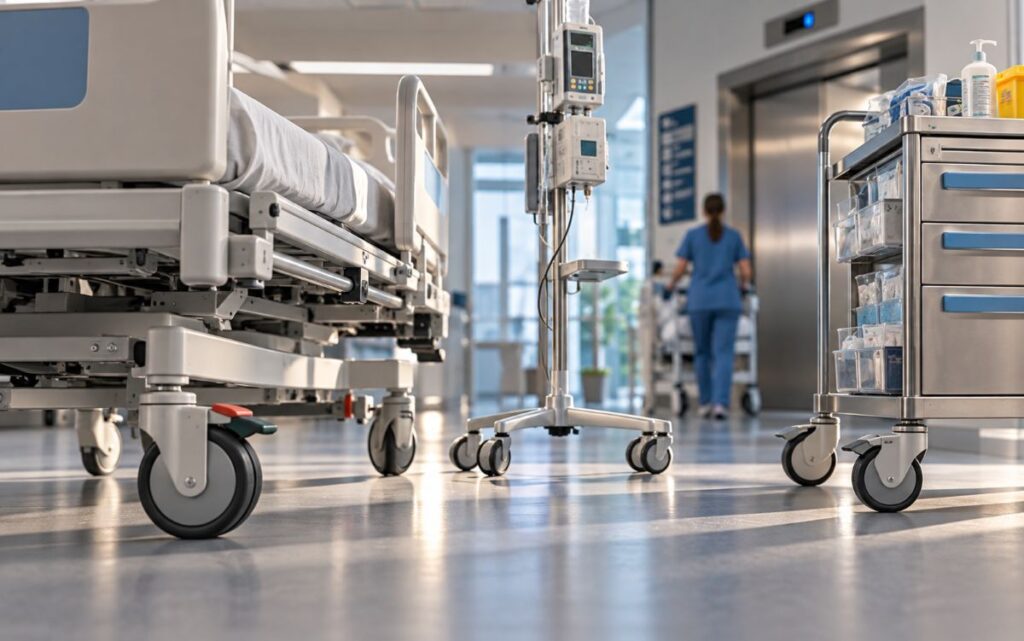 Casterine rodízios para macas camas e equipamentos médicos